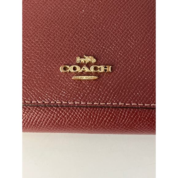 COACH 54007 LARGE WINE CROSSGRAIN LEATHER WALLET - Picture 7 of 16